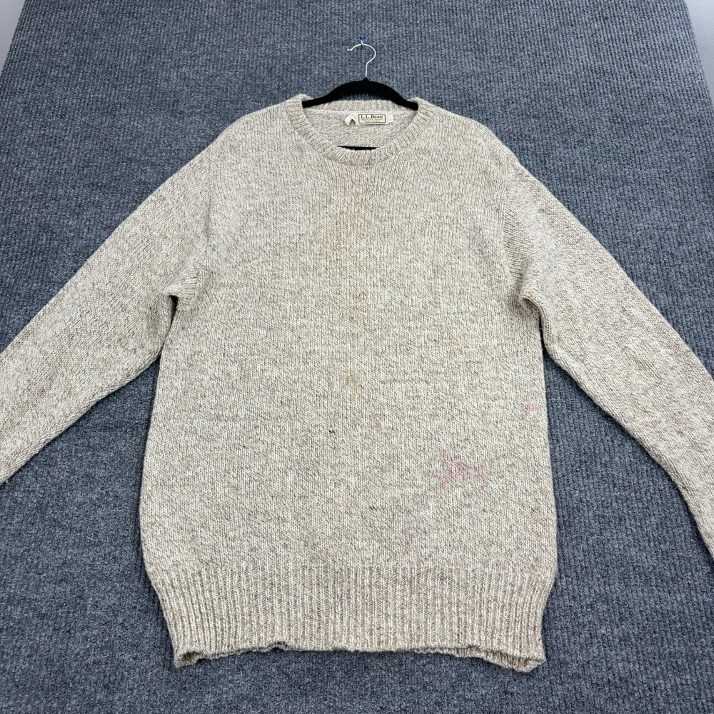 Vintage LL Bean Sweater Mens XL Tan Wool Blend Crewneck Gorpcore Freeport Maine
